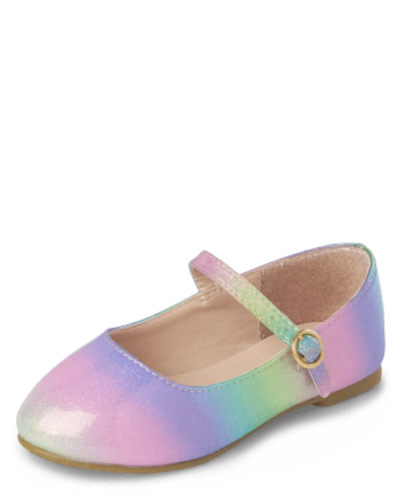 Toddler Girls Glitter Rainbow Ballet Flats