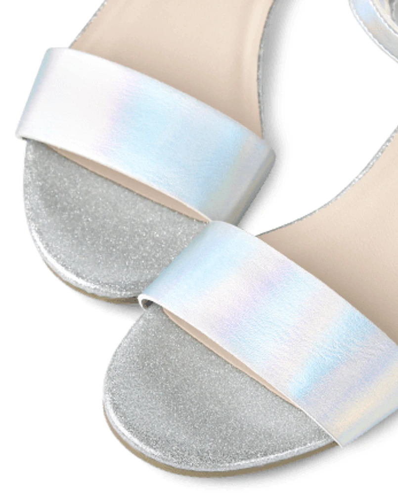 Girls Holographic Low Heel Shoes