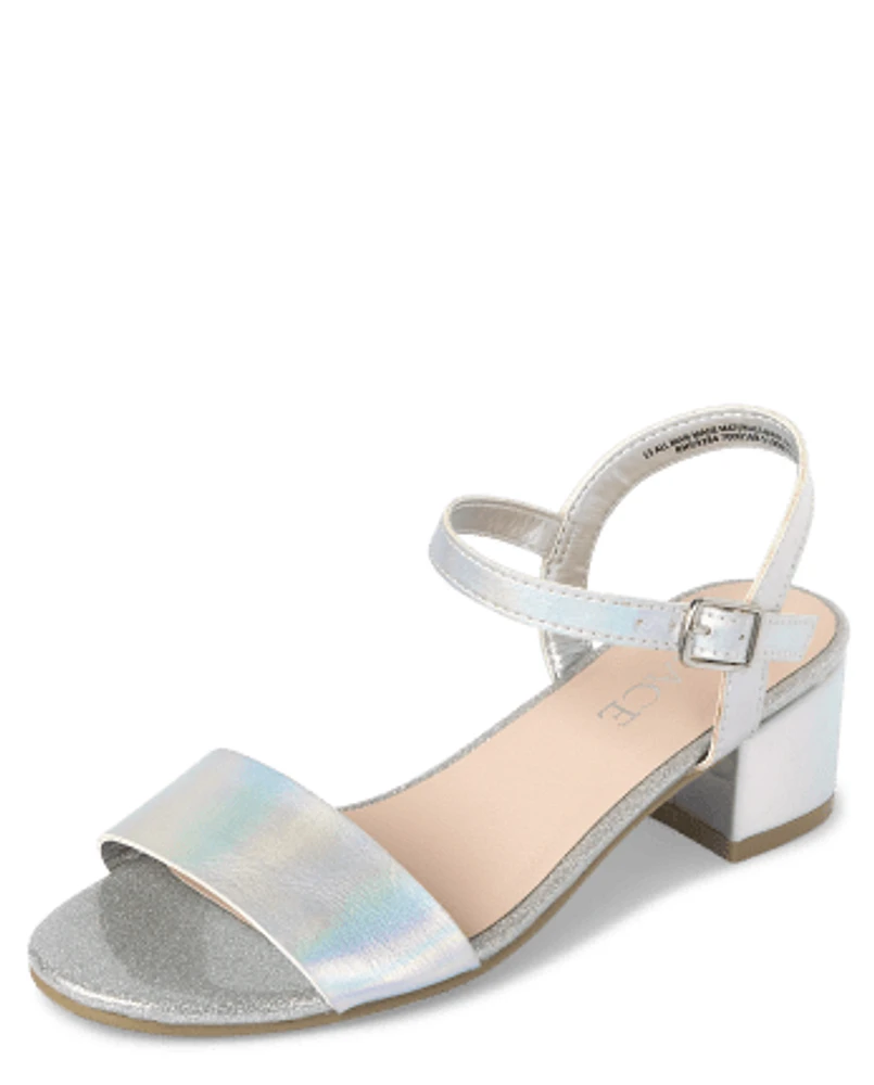 Girls Holographic Low Heel Shoes