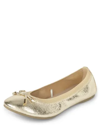 Girls Metallic Ballet Flats