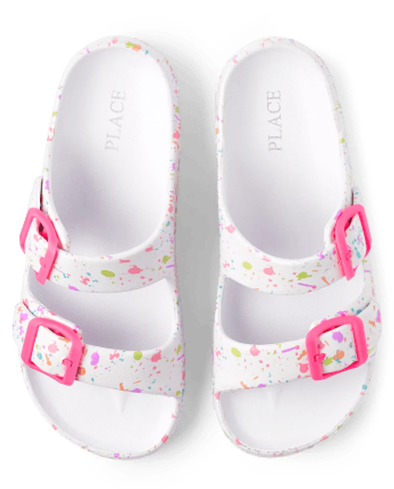 Girls  Paint Splatter Buckle Slides