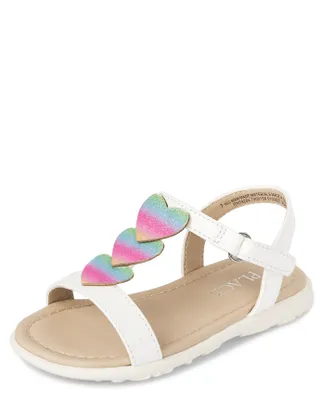 Toddler Girls Rainbow Heart Sandals