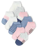 Baby And Toddler Girls Colorblock Ankle Socks 10-Pack