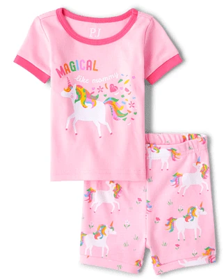 Pyjama en coton ajusté licorne pour bébé et toute-petite fille