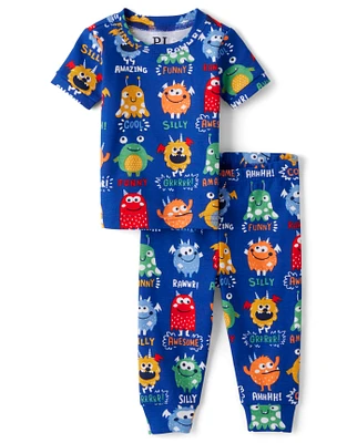 Pyjama en coton coupe ajustée Monster pour bébés et tout-petits garçons