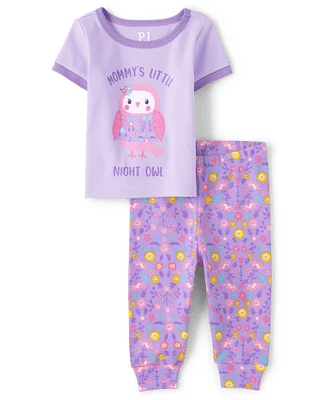 Pyjama en coton ajusté pour bébé et toute-petite fille Night Owl