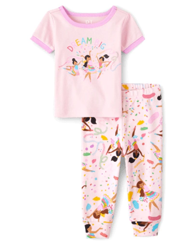 Baby And Toddler Girls Dancer Snug Fit Cotton Pajamas