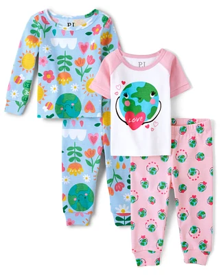 Lot de 2 pyjamas Earth en coton ajustés pour bébé et toute-petite fille