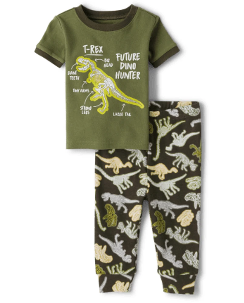 Pyjama en coton ajusté Dino pour bébés et tout-petits garçons