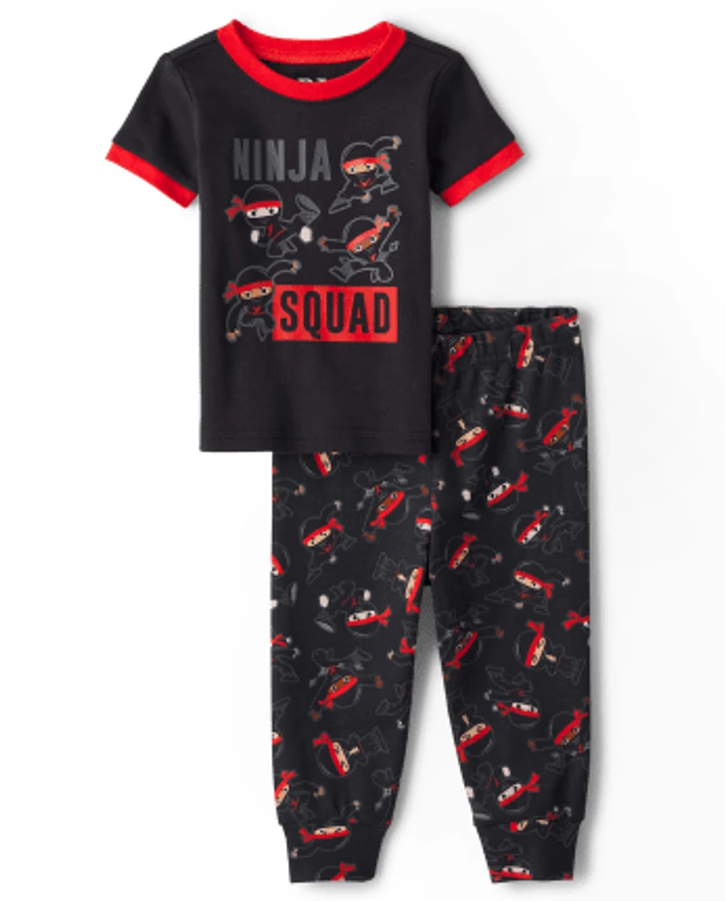 Pyjama en coton ajusté Ninja pour bébés et tout-petits garçons