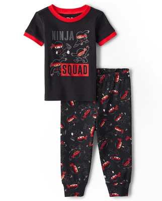 Pyjama en coton ajusté Ninja pour bébés et tout-petits garçons