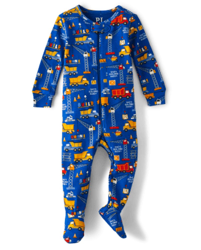 Baby And Toddler Boys Construction Snug Fit Cotton One Piece Pajamas