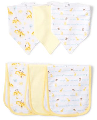 Unisex Baby Giraffe Bib And Burp Cloth 6-Piece Set