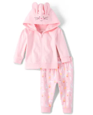 Baby Girls Bunny 2-Piece Playwear Set