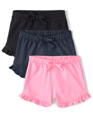 Baby Girls Ruffle Knit  Shorts 3-Pack
