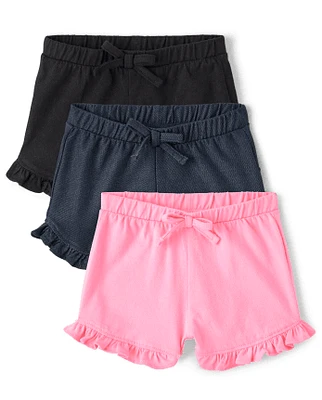 Lot de 3 shorts en tricot à volants pour bébé fille