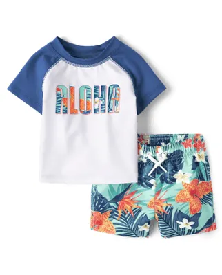Baby Boys Matching Family Aloha Tropical Swim Set