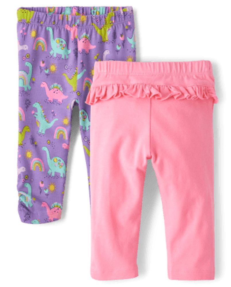 Baby Girls Dino Ruffle Pants 2-Pack