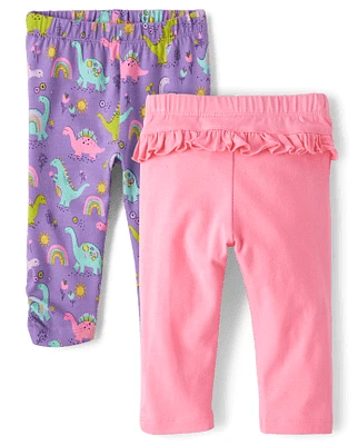 Lot de 2 pantalons à volants Dino pour bébé fille