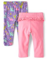 Baby Girls Dino Ruffle Pants 2-Pack