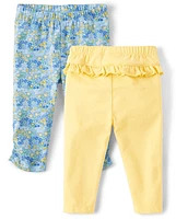 Lot de 2 pantalons à volants fleurs pour bébé fille