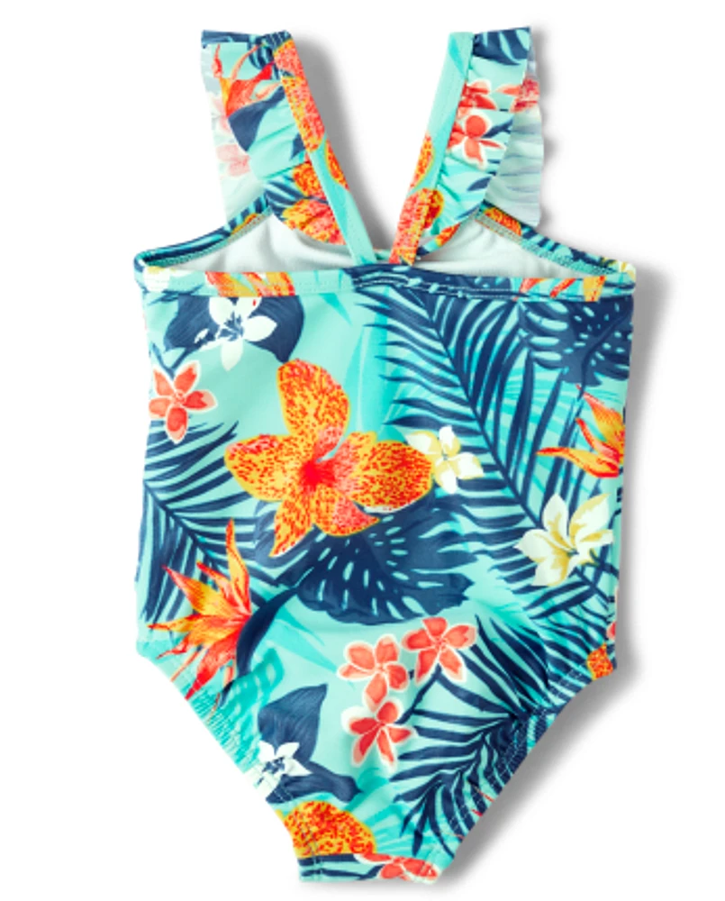 Baby Girls Matching Family Tropical One Piece Swimsuit