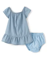 Baby Girls Mommy And Me Chambray Tiered Dress