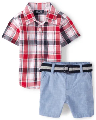 Baby Boys Dad And Me Plaid Poplin Outfit Set