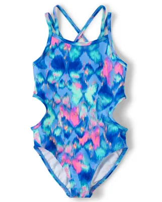 Girls Butterfly Cut Out One Piece Swimsuit