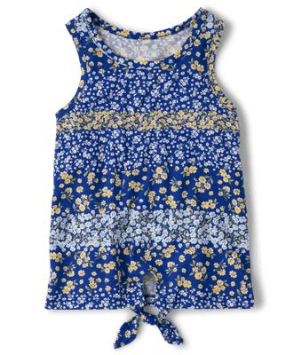 Girls Floral Tie Front Tank Top