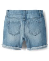 Girls Roll Cuff Denim Midi Shorts