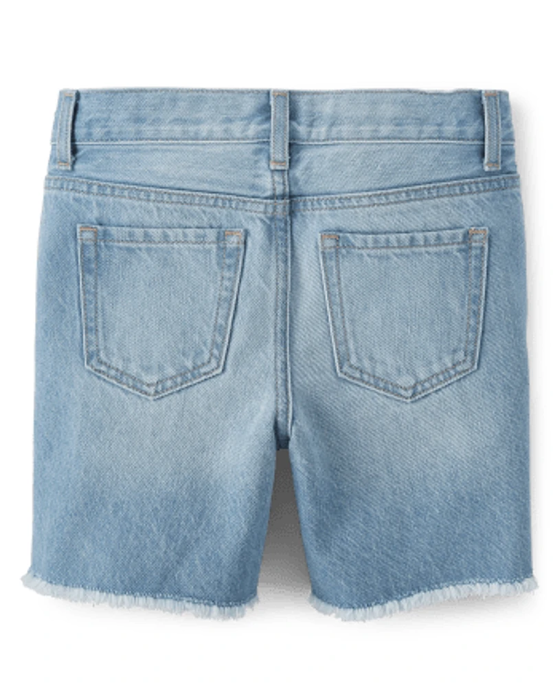 Short midi droit en denim pour fille