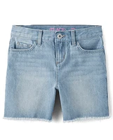 Short midi droit en denim pour fille