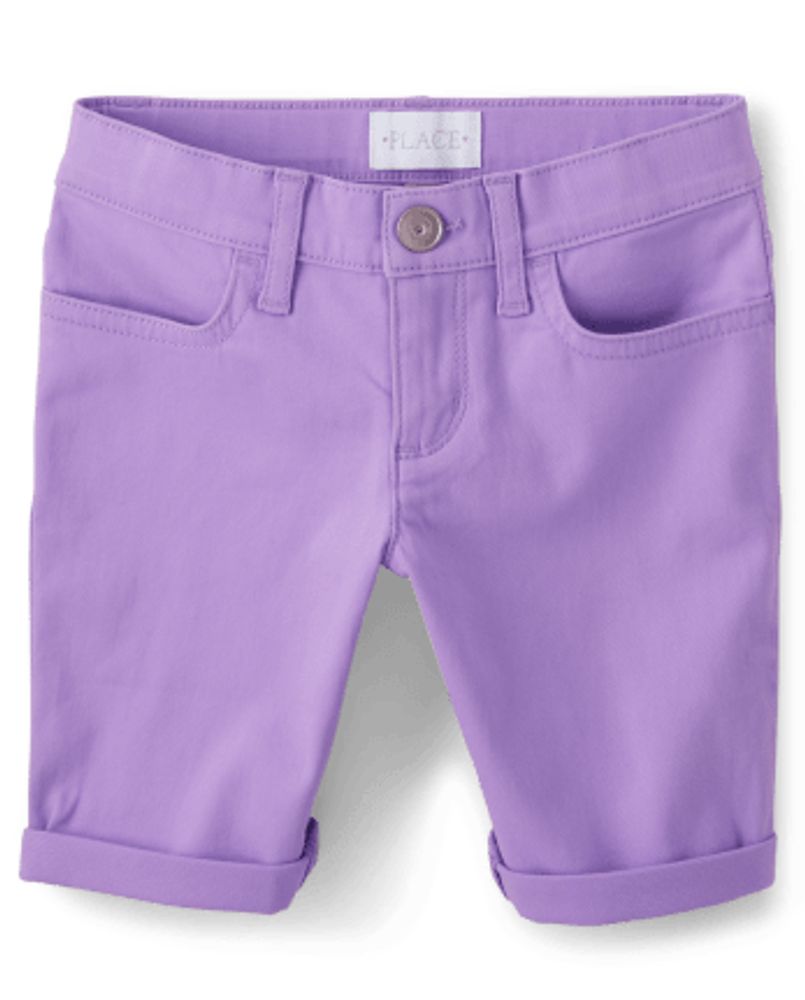 Girls Roll Cuff Twill Skimmer Shorts