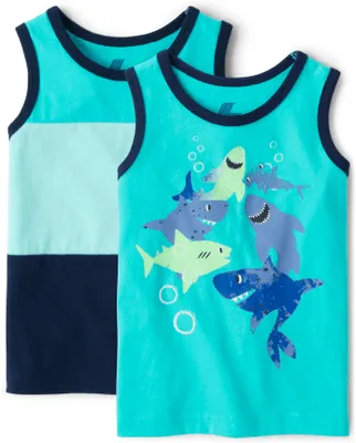 Baby And Toddler Boys Shark Tank Top 2-Pack