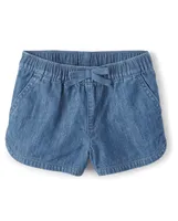 Toddler Girls Chambray Pull On Shorts