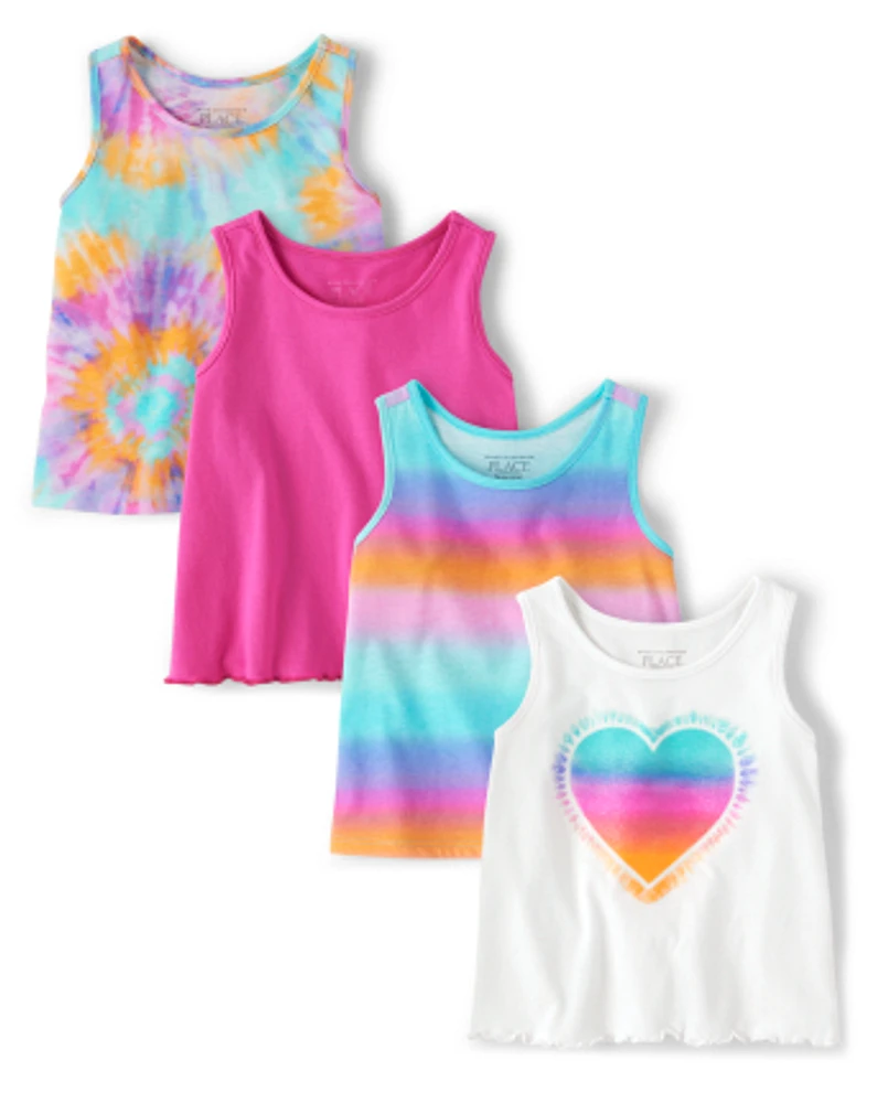 Lot de 4 débardeurs tie-dye pour petites filles