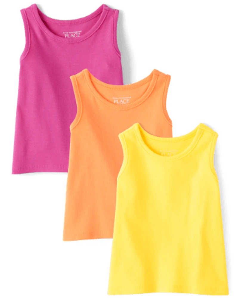 Toddler Girls Ribbed Tank Top 3-Pack