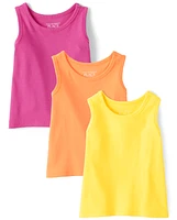 Toddler Girls Ribbed Tank Top 3-Pack