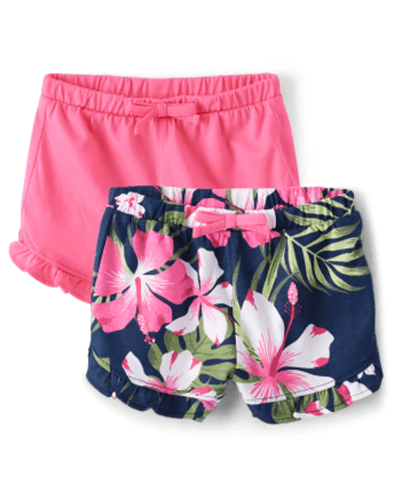 Baby Girls Tropical Ruffle Shorts 2-Pack