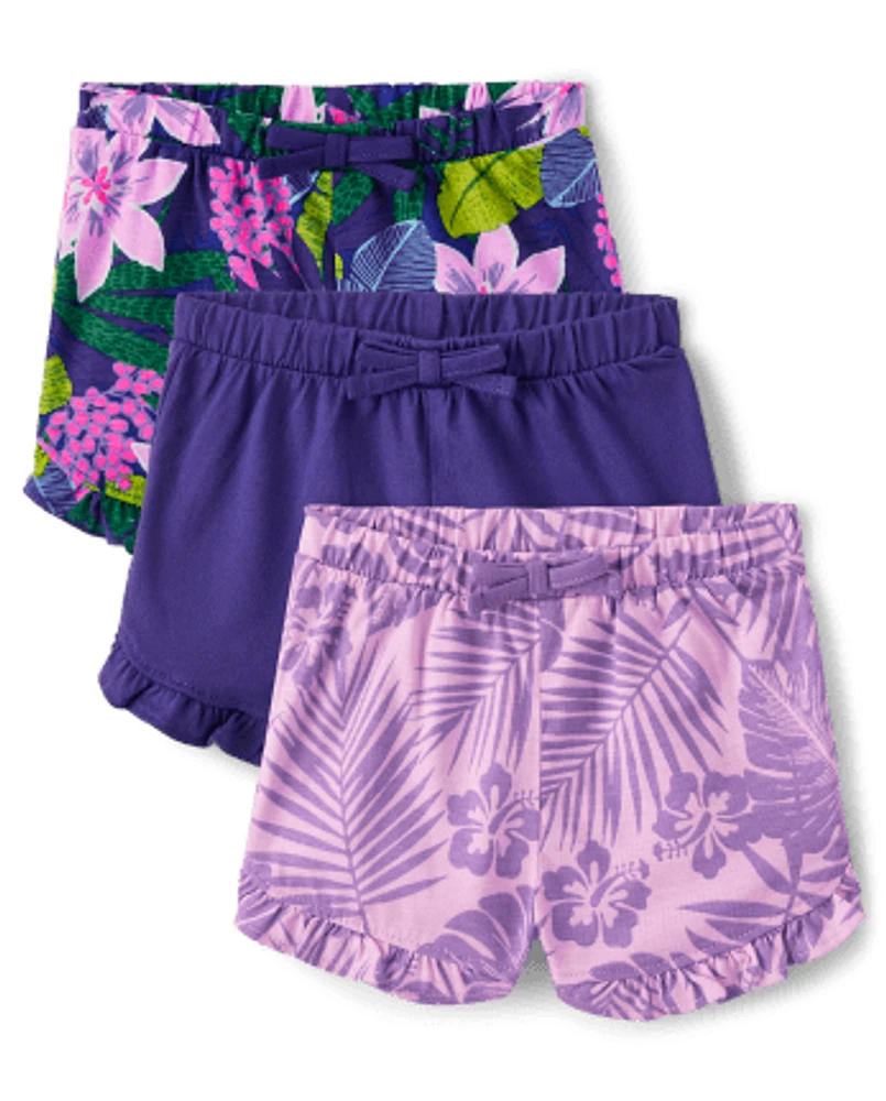 Baby Girls Tropical Floral Ruffle Shorts 3-Pack