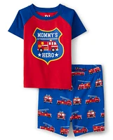 Baby And Toddler Boys Fire Truck Snug Fit Cotton Pajamas