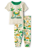 Pyjama en coton ajusté unisexe pour bébé et tout-petit Sleepy-Saurus