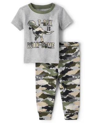 Baby And Toddler Boys T-Rex Is Roar-Some Snug Fit Cotton Pajamas