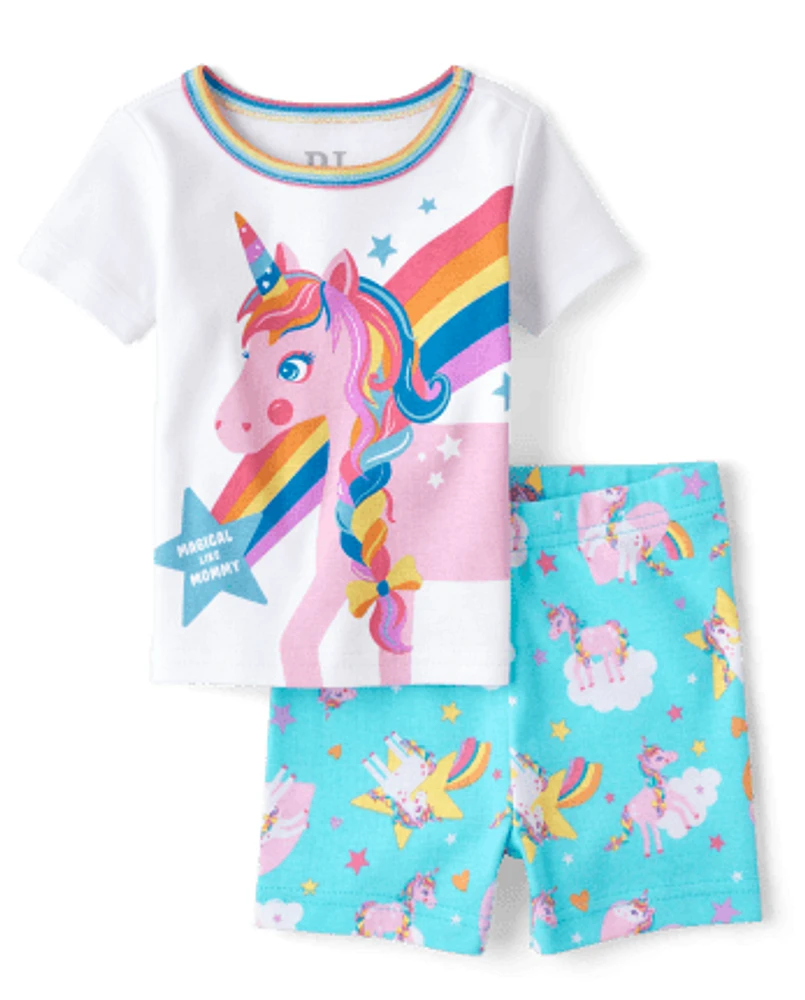 Baby And Toddler Girls Unicorn Snug Fit Cotton Pajamas