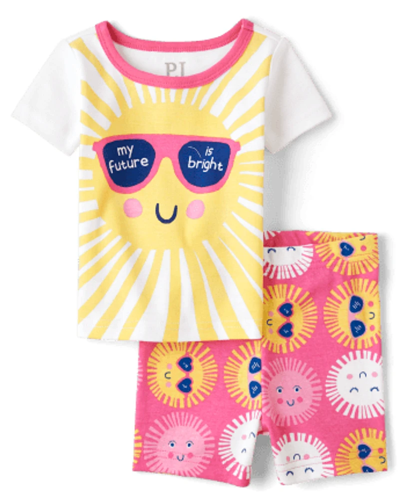 Pyjama en coton ajusté Sunshine pour bébé et toute-petite fille