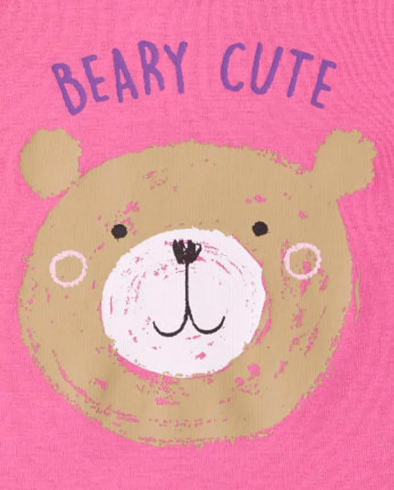 Baby And Toddler Girls Beary Cute Snug Fit Cotton Pajamas