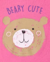 Baby And Toddler Girls Beary Cute Snug Fit Cotton Pajamas