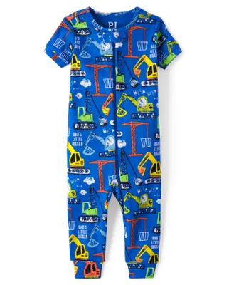 Baby And Toddler Boys Construction Snug Fit Cotton One Piece Pajamas