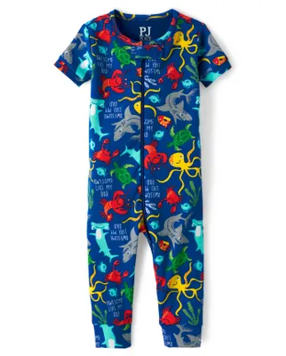 Baby And Toddler Boys Sea Creature Snug Fit Cotton One Piece Pajamas